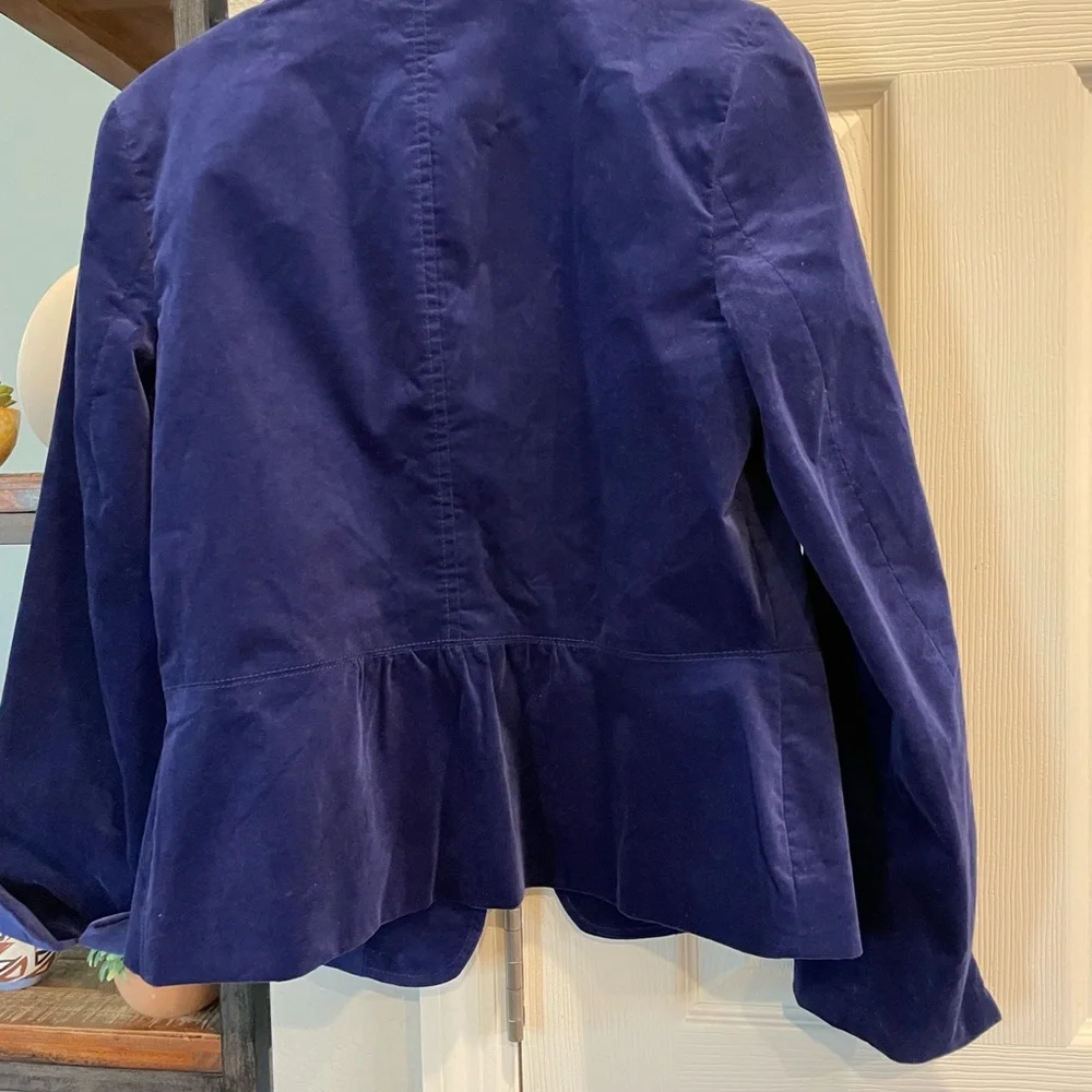 Talbot’s navy blue crushed velvet 3 Button lined single breasted blazer/Jacket